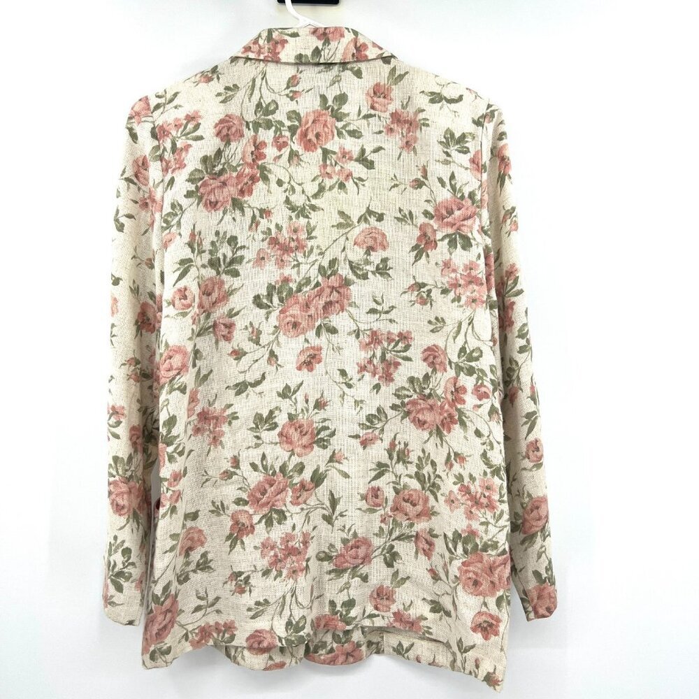 Vintage Sag Harbor Linen Blend Floral Blazer Women's 10P - Picture 4 of 4